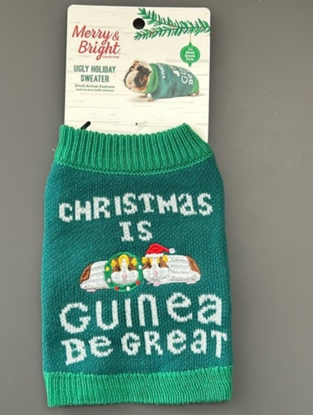 NWT Merry & Bright Guinea Pig Ugly Christmas Sweater Small Animal Holiday